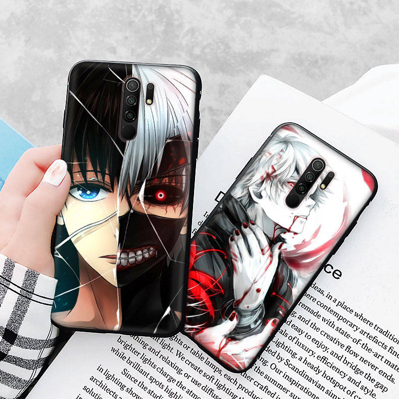 Black Case for Xiaomi Redmi 13C Note 9 iPhone XR 7 8 14 15 11 12 13 X XS Pro Max Samsung A25 S23 S24 FE Ultra Plus Tokyo Ghoul