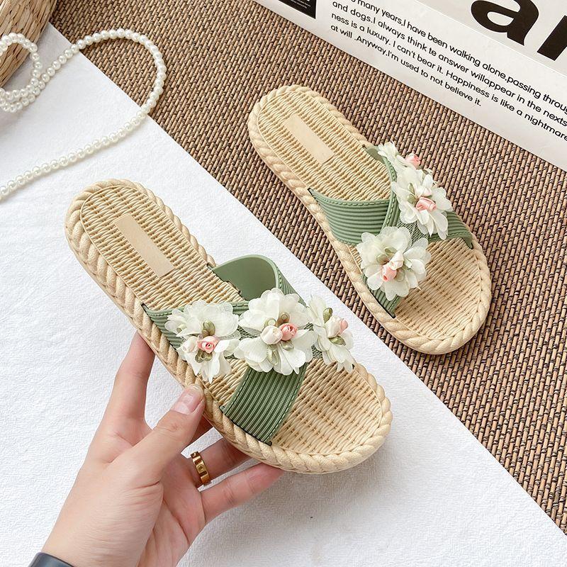 Flat Woman Slippers Outside On Beach Shoes for Women Flowers Sandals Cheap Liquidation Unique Slides Slip-resistant 39 Shoe Sale