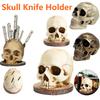 Horror Kitchen Storage Knife Rack Resin Ornament Counter Skull Knives Holder Cutlery Display Organizer for Halloween Scary Party