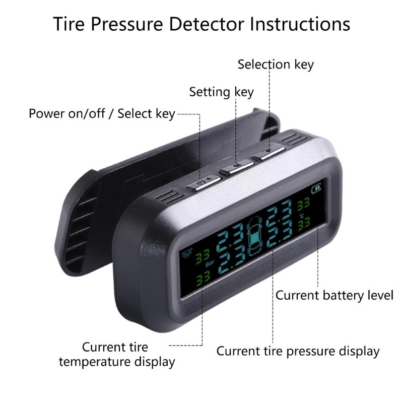 Reifendruckkontrollsystem, Wasserdichtes TPMS-Sensoren-Set, Digitales Display mit Solar- und USB-Betrieb für Auto-SUV