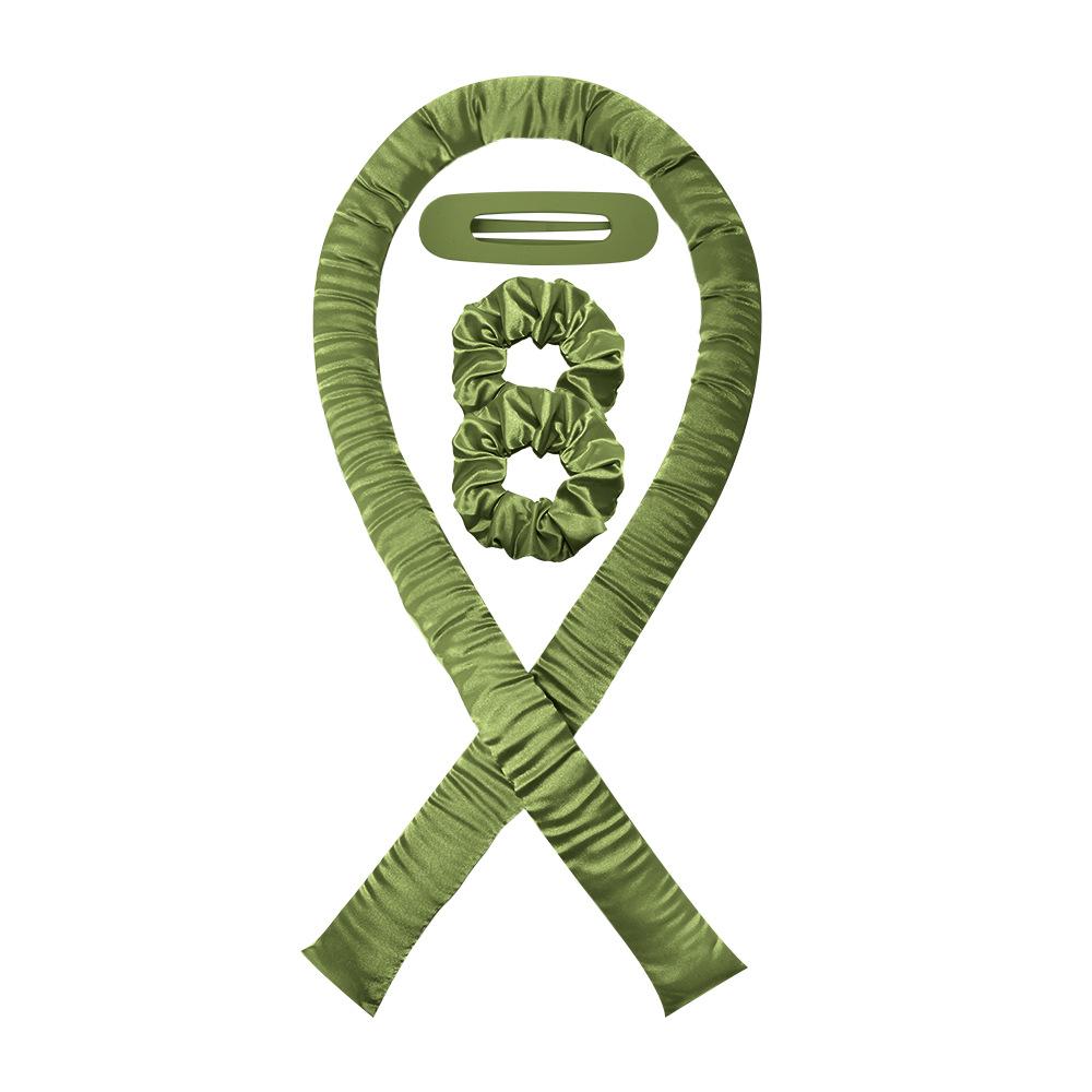 Heatless Hair Curler Curling Sleep in Soft Satin Heatless Curling Rod Set Overnight Rods Long Hair No Heat Curls Styling Tools зелёный