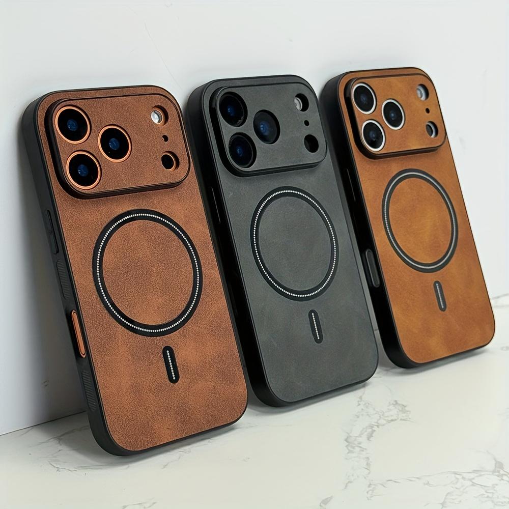 Business Faux Artificial Leather Phone Cases for For Iphone 17 16 15 14 13 12 11 Pro Max for  Magnetic Wireless Charge Cover