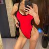 Sexy Splicing V Neck Cross Back Women Swimwear One Piece Swimsuit Female High Leg Cut Monokini Bather Bathing Suit Swim