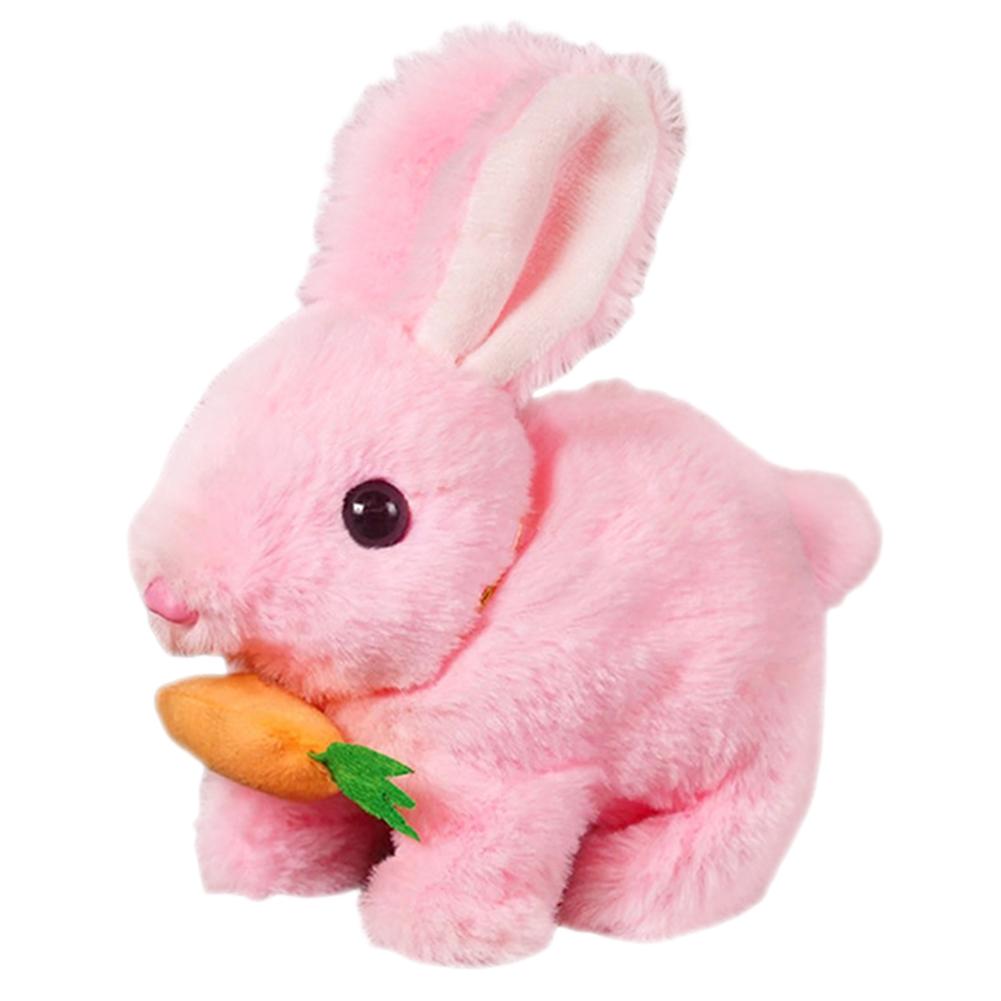 Simulation Electric Rabbit Pet Toy with Sound Walking Wiggle Ears Stuffed Rabbit Toys Interactive Plushies Birthday Gift for Kid