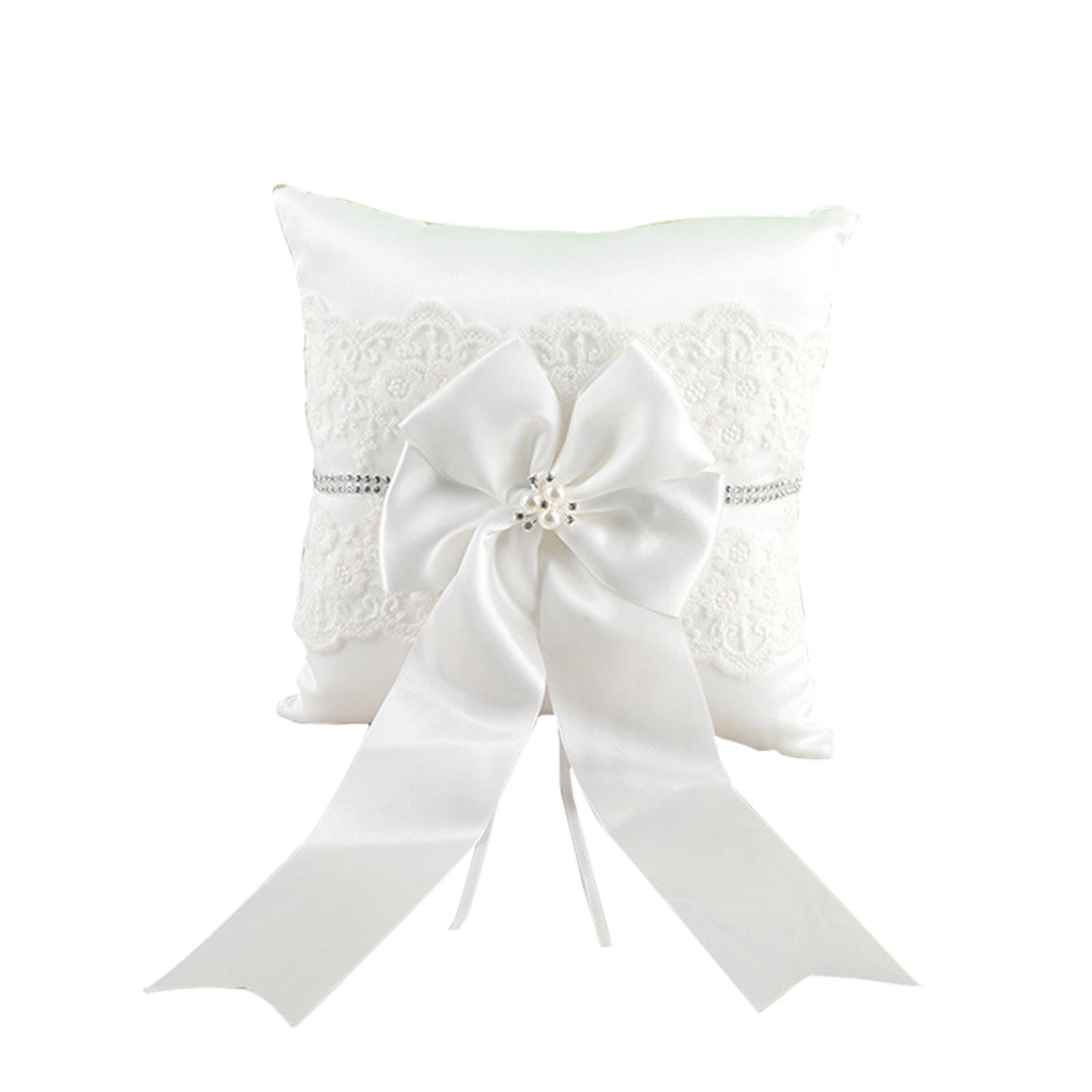 

Персонализированный вышитый текст на заказ Свадебное благословение Бант Корзина для цветов Подушечка для колец One Size