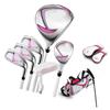 Practice Clubs Set Driver Club Wood Iron Club Putter Club Kit with Headcovers Stand Bag for Youth Beginners Pink White Right Hand 115-135cm