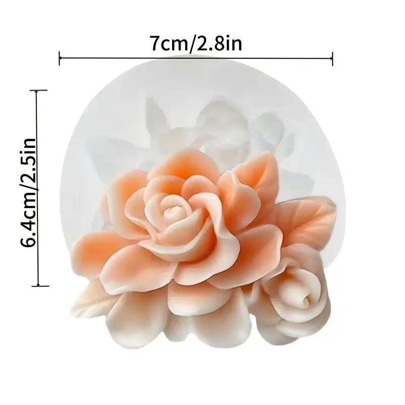 1 Piece 3D Elegant Rose Silicone Mold - Reusable Flexible Mold for Candle, Resin Art, Handmade Soap and Clay Making, Exquisitraft Enthusiasts