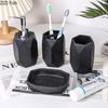 Marble Texture Bathroom 4pcs Set Hand Sanitizer Bottle Cup Toothbrush Holder Soap Dish Household Soap Dispenser Lotion Bottle