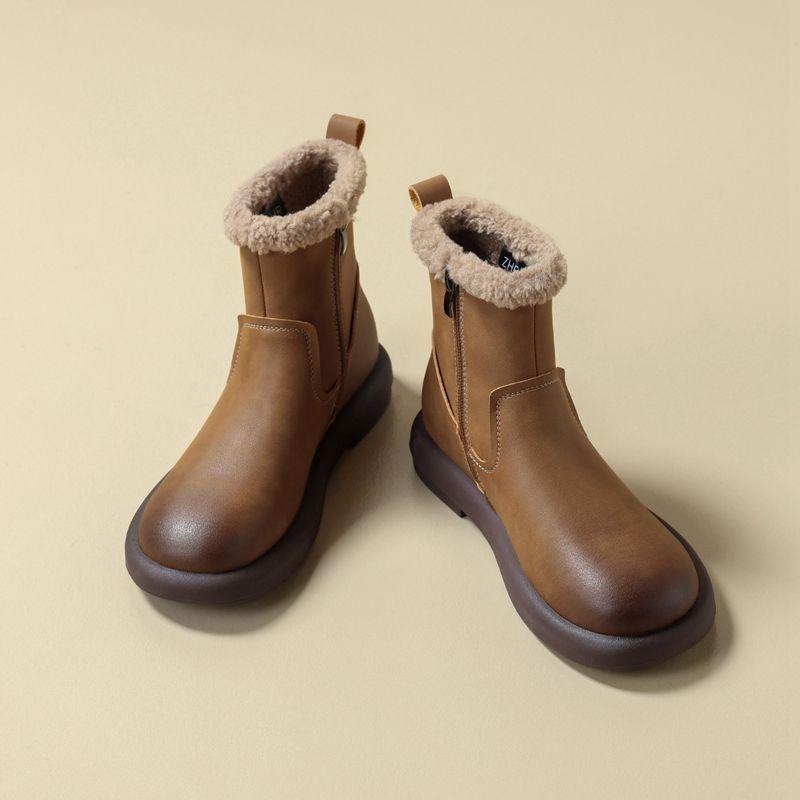 Women's Waterproof Leather Ankle Boots - Lambswool Lined Winter Snow Boots