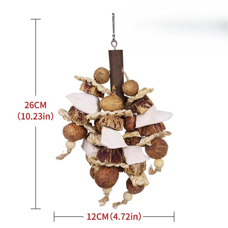 

Bird Toy Log Color Natural Oversized Macaw Parrot Biting Wooden Fruit Explosive Cloth Parrot Toy