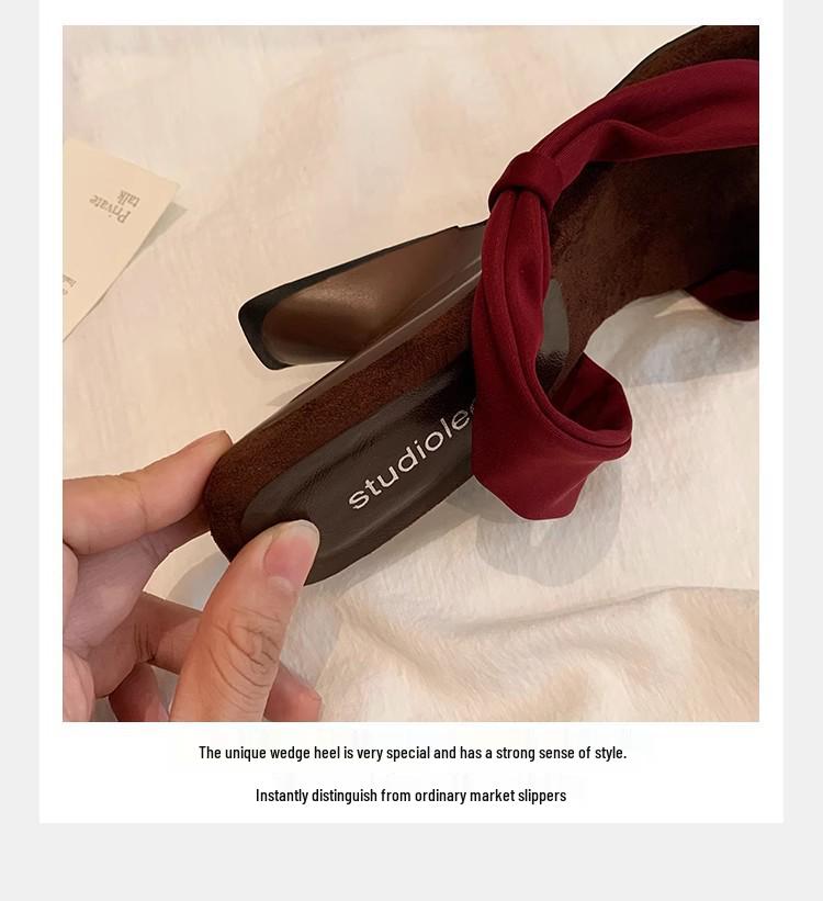 Sandály na klínku Grape Mom Style 5,5 cm s hranatou špičkou peep toe a jedním páskem pro ženy