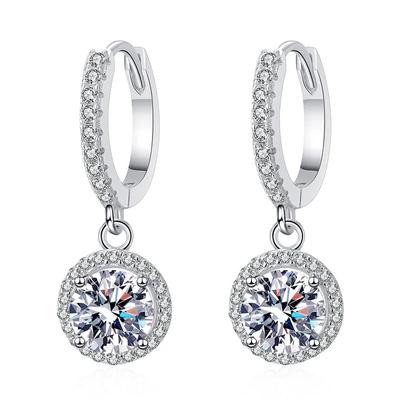 925 Silber 1 Karat Moissanit Runde Ohrringe Verlobung Hochzeit Tägliches Arbeiten Party Reisen Luxuriöses Geschenk Für Frauen