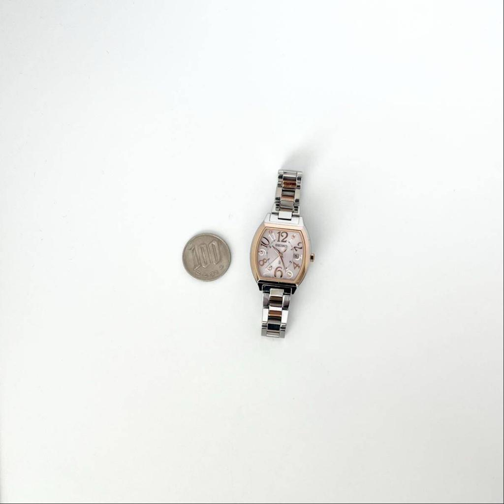 Polished Seiko Lukia Excellent Pink Silver Gold s2374 [Working Condition] Ladies' Watch, Radio-Controlled Solar, Condition, Dial