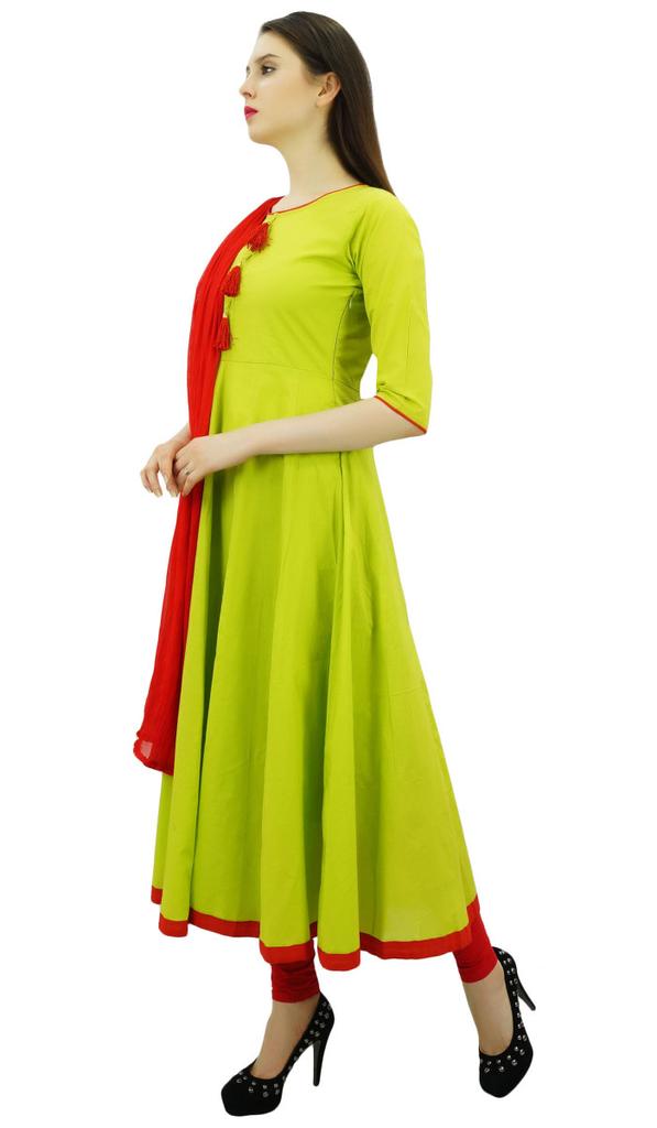 Atasi Damedesigner Anarkali Svart Salwar-drakt Etnisk indisk bomull