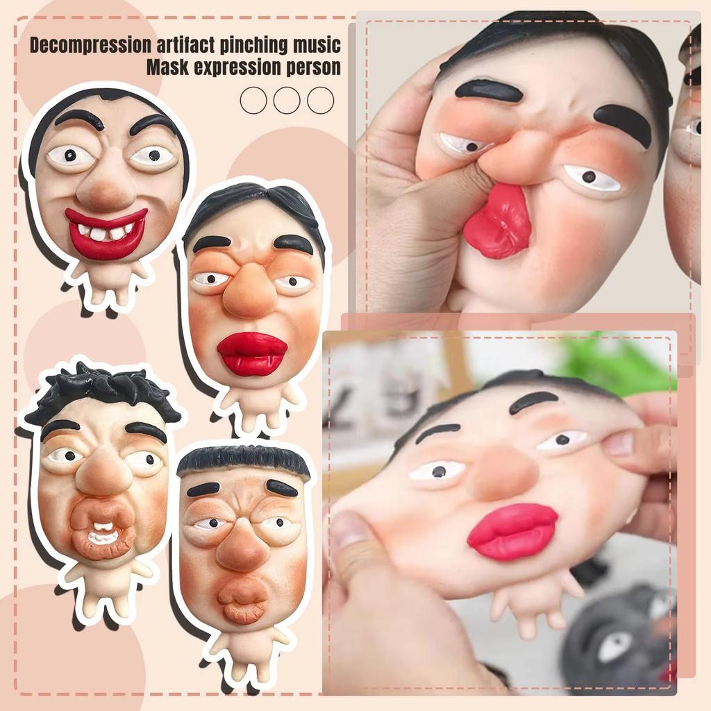 Ferramenta para Aliviar o Estresse Pinch Music Máscara Expressão Facial Personagem Brinquedo de Apertar Rápido Colega