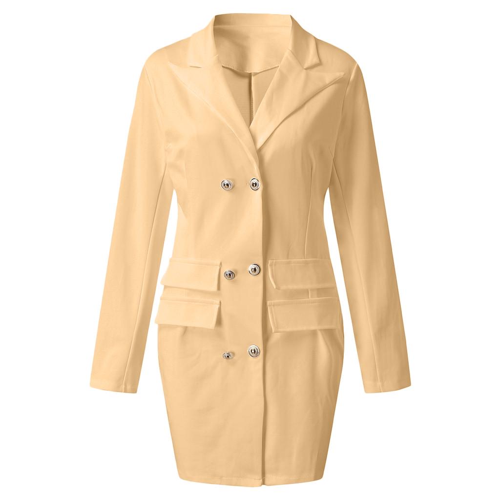 Women Ladies Fashion Dresses Plus Size Double Breasted Button Front Military Style Long Dress