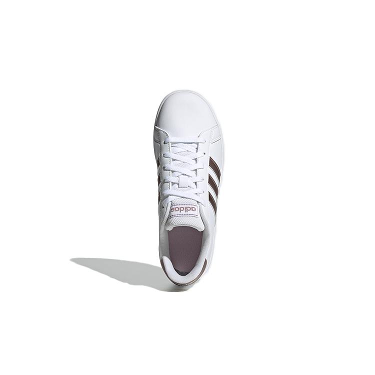 adidas Neo GRAND COURT K Leather Breathable Low Top Skateboard Shoes White Brown Kids' EF0101
