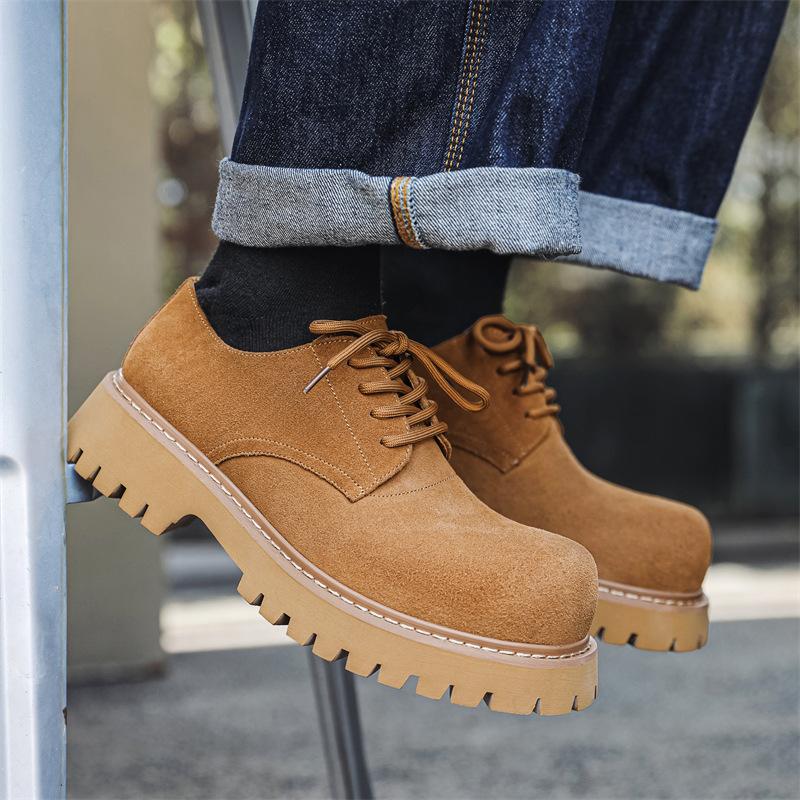 2024 spring and summer new anti-velvet leather thick-soled casual leather shoes Mickey Derby big head leather shoes men 24288-J