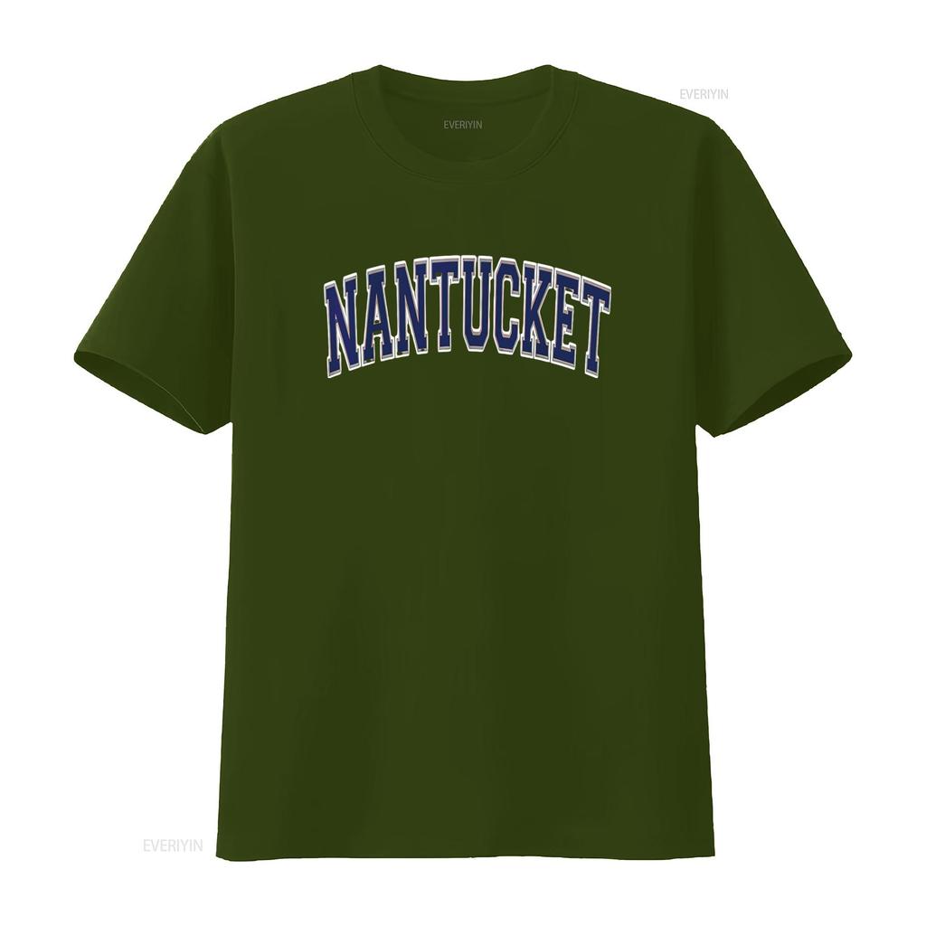 Mens Nantucket Arched Dark Blue Text T Shirt vintage Washed Breathable graphic Slightly Soft Top For Everyday Wear Casual