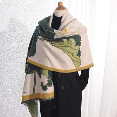 Luxuriöser Damen-Schal aus Imitat-Kaschmir mit Lotusdruck - Warme Herbst-/Wintermode