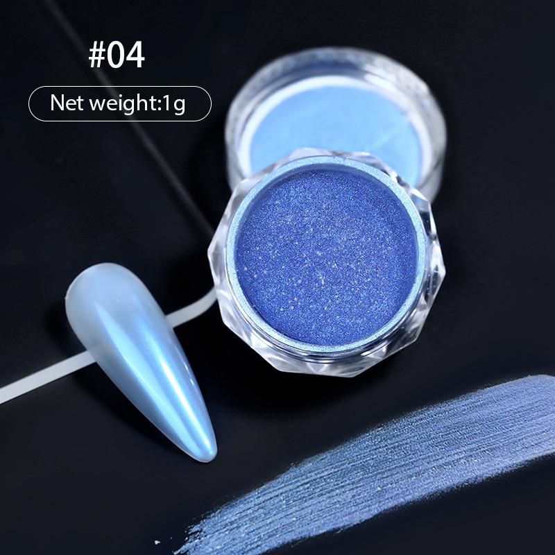 1Bottle White Chrome Pearl Nail Powder Shine Glitter Shell Auroras Nail Dust Mirror Effect Pigment Manicure Nail Art Decoration