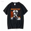 Ministry American Industrial Metal Band T Shirt Vintage Washed Streetwear Stylish Versatile Graphic Stretched Homme Comfortable