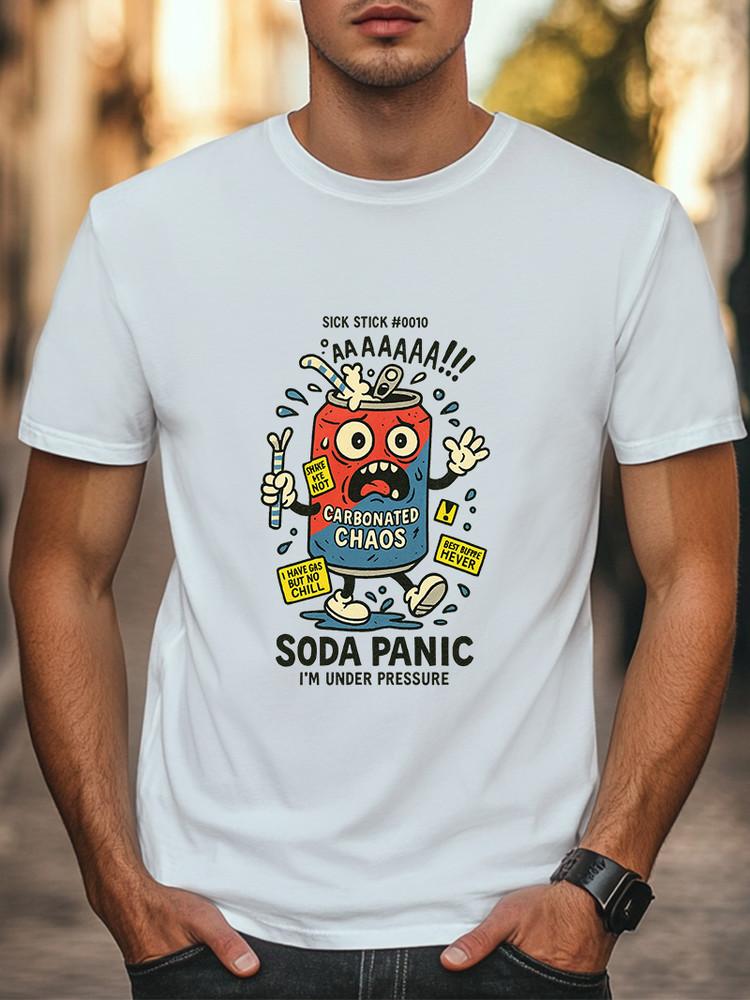 

Soda Panic Graphic T-Shirt Funny Under Pressure Humor Unisex Casual Tee Unisex T-Shirt L