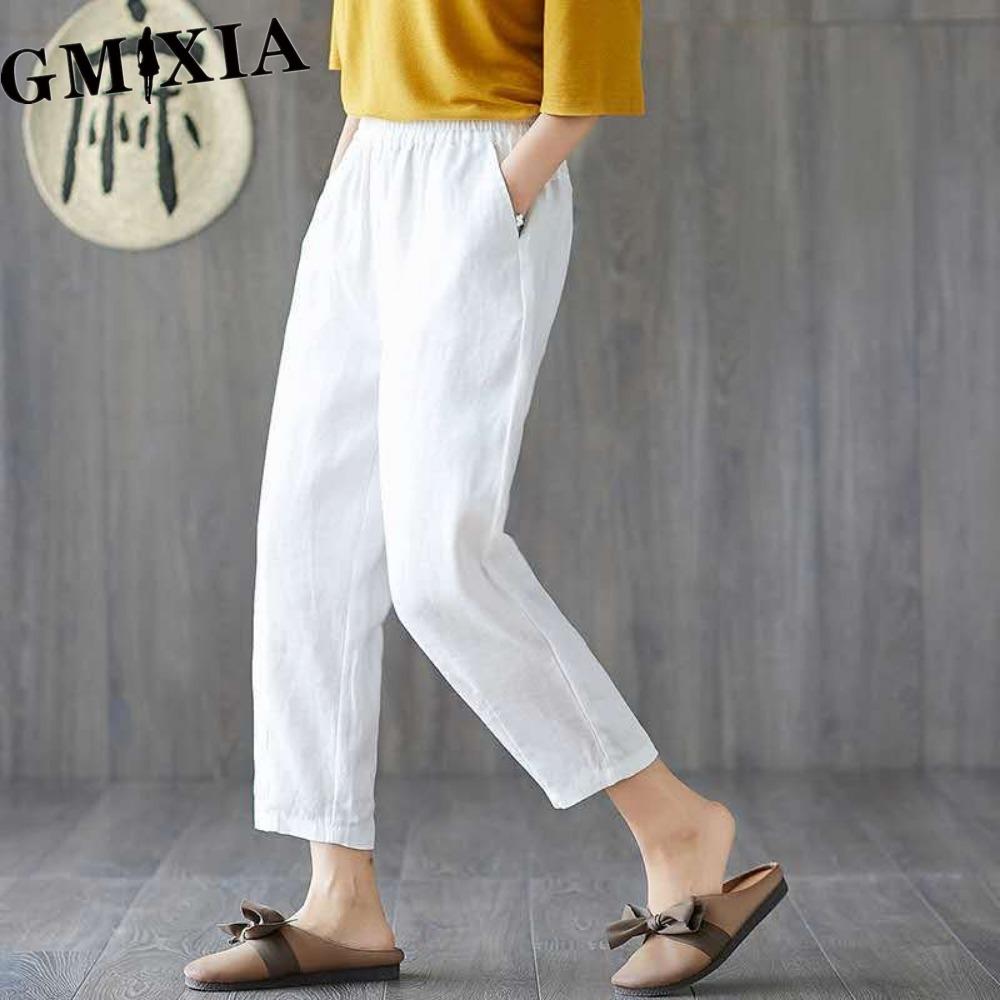 

GMXIA Женские Модные Повседневные Однотонные Брюки и Капри с Принтом M белый