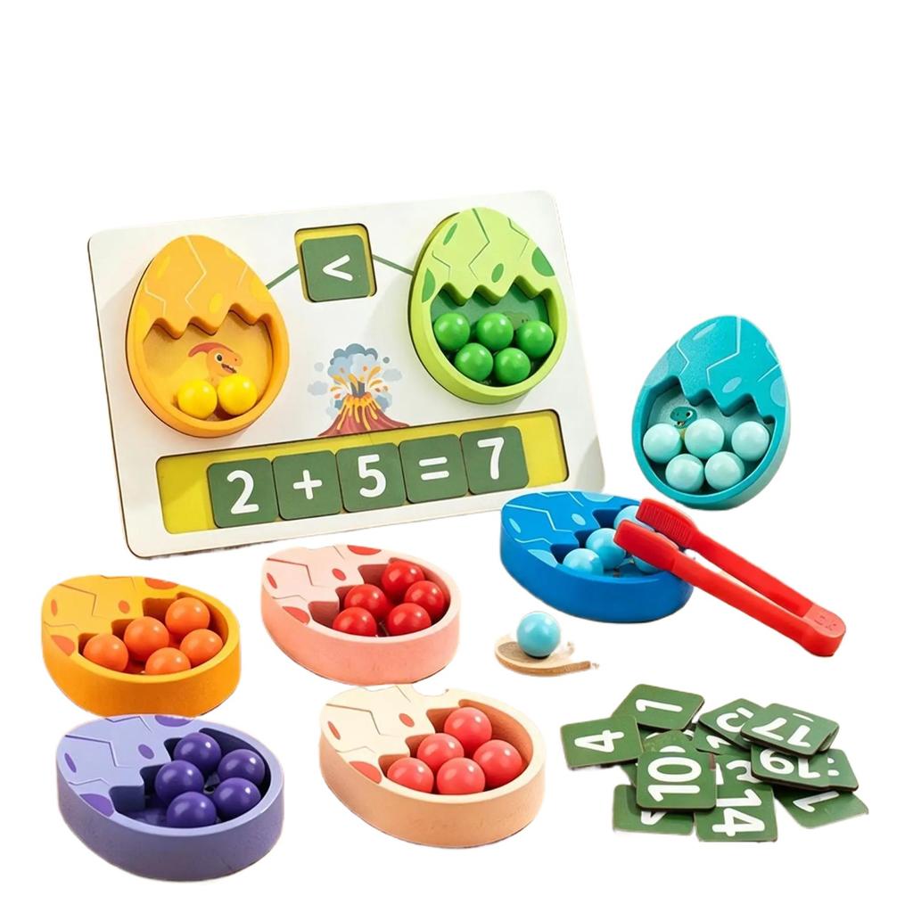 Kid Dinosaur Clamp Bead Counting Game Montessori Color Sorting Math Addition Subtraction Learn Fine Motor Skills Development Toy