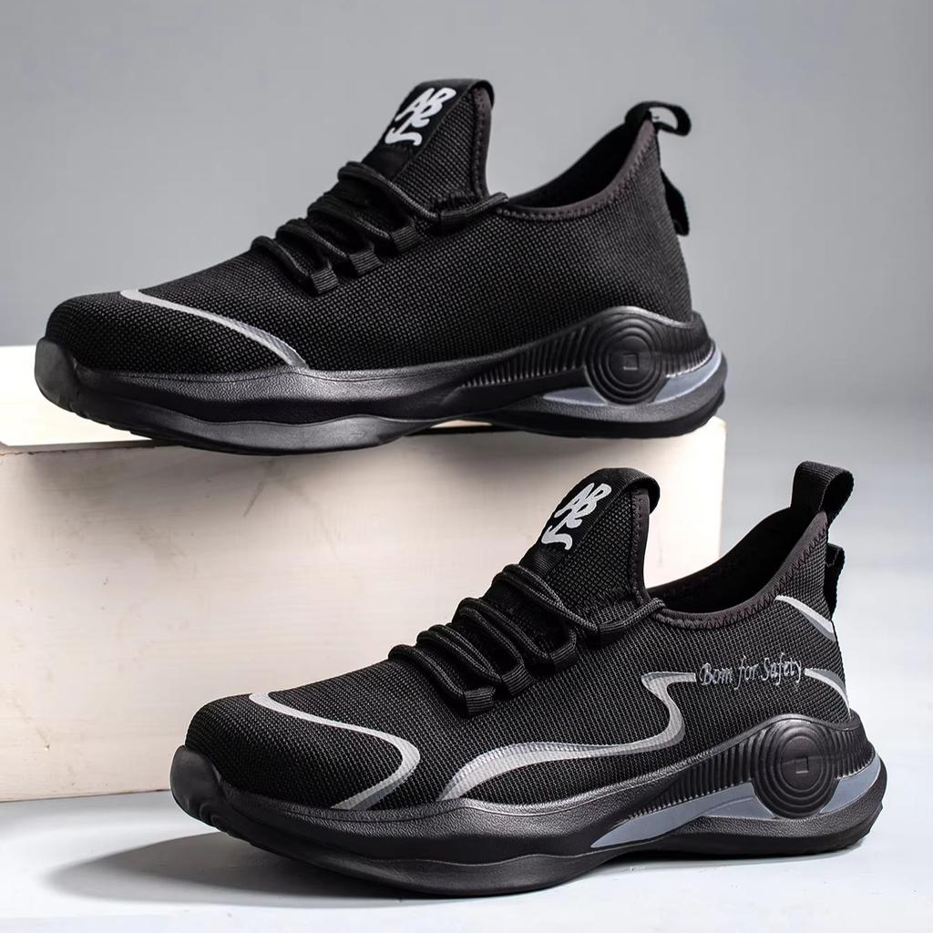 Men's Lightweight Safety Shoes Steel Toe Anti-Smash Puncture Resistant Breathable Work Shoes for Sports Protective Footwear