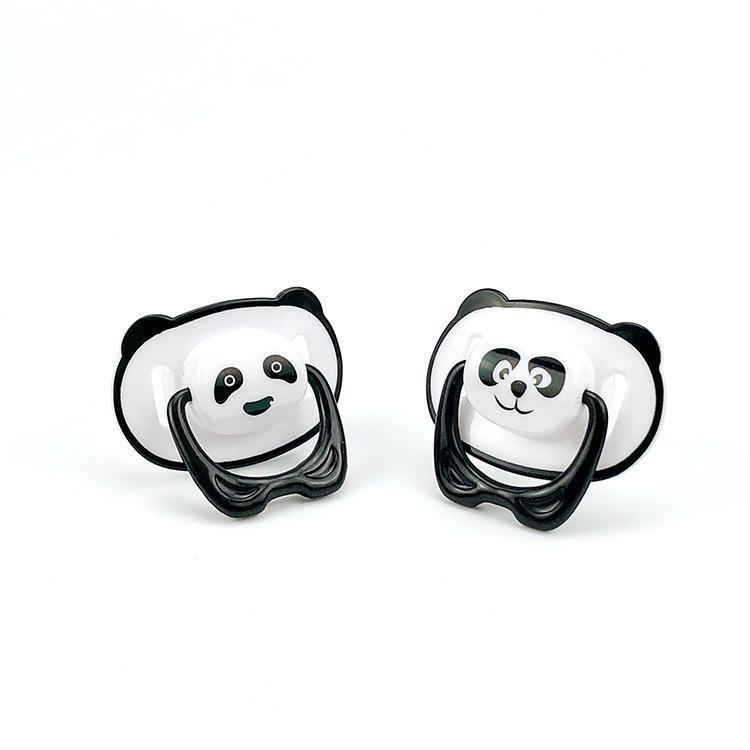 Panda Silicone Pacifier with Storage Box - Printed Round Flat Head Design