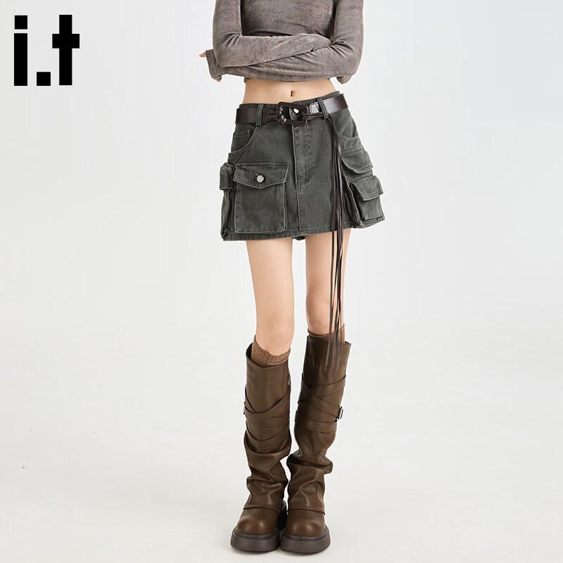 CHOCOOLATEit Women s High-Waisted Workwear Denim Short Skirt S