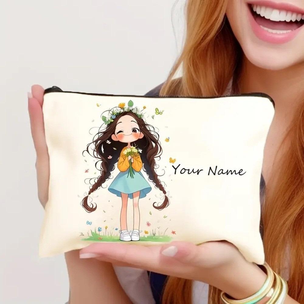 

Trendy Vintage Style Makeup Bag Cute Girl Pattern Travel Handbag Toiletry Bag Pencil Case Zipper Cosmetic Bag