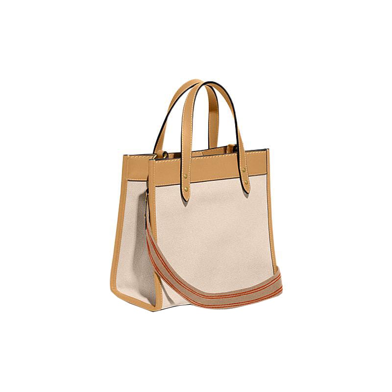 Coach Field Fabric With Cow Leather Tote Bag, Shopping Bag, Crossbody Bag, Shoulder Bag Small Women's Khaki Multicolor CH740-B4VPJ
