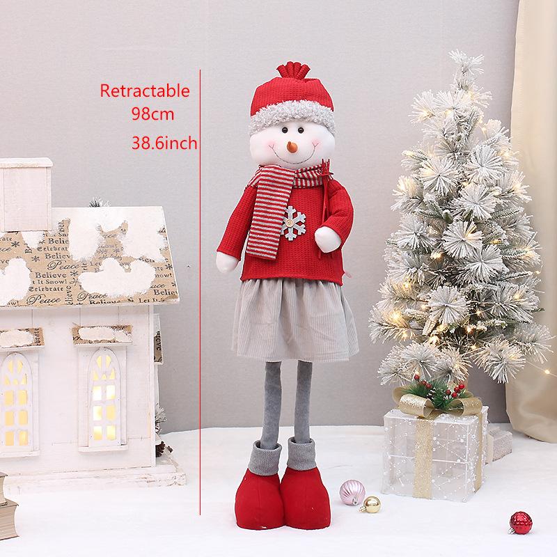 Christmas new red knitted fabric sitting and retractable old man snowman elk doll set decoration ornament
