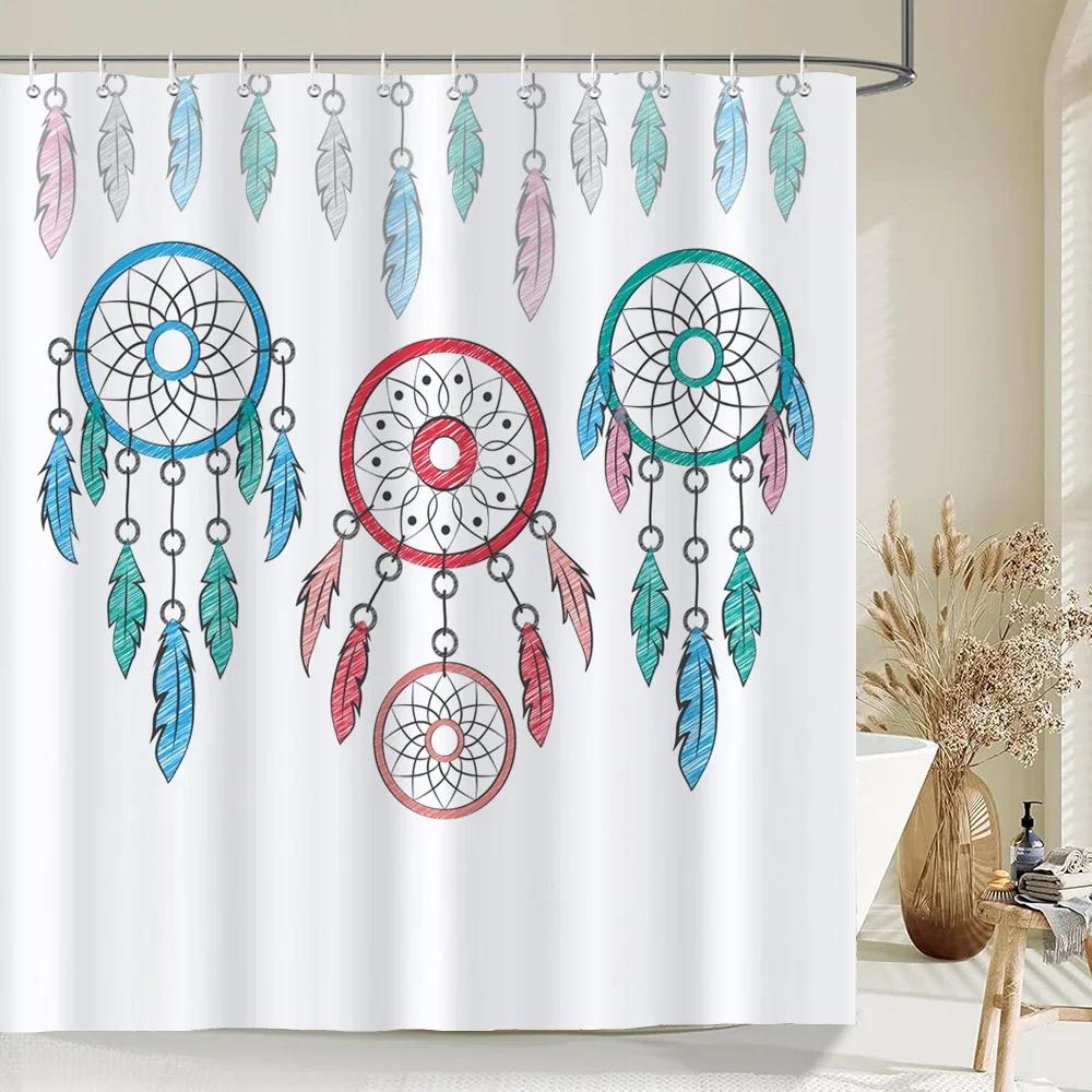 

Colorful Feather Bathroom Shower Curtain Bohemia Waterproof Polyester Bath Curtains High Quality 3D Printed Bathroom Screen W60H190(CM)-1 Pcs