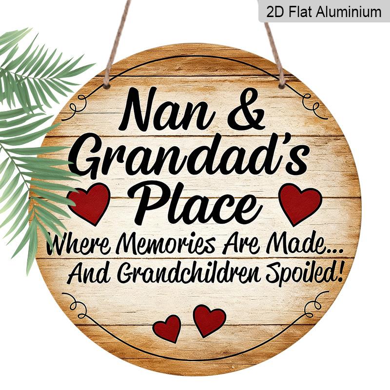 

2D Flat - 1pc Vintage Aluminum Sign, a Place Filled with Memories at Grandparents Home, Also a Paradise for Grandchildren, Suitable for Decorating 1pc