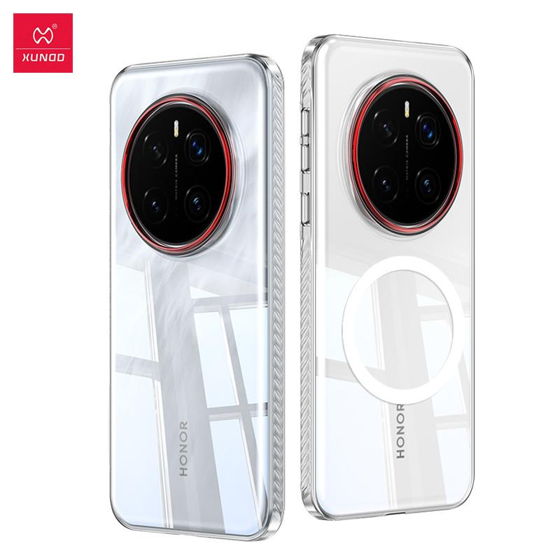 XUNDD Für Huawei Honor Magic7 Magic 7 Pro Hülle Kristallklar Transparentes Gehäuse Ultradünn Vergilbungsresistent PC Handyhülle Mit Magnetring