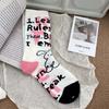 Socks Female Medium Tube Tide Girl Cute Cartoon Rabbit Striped Print Personalized Stockings