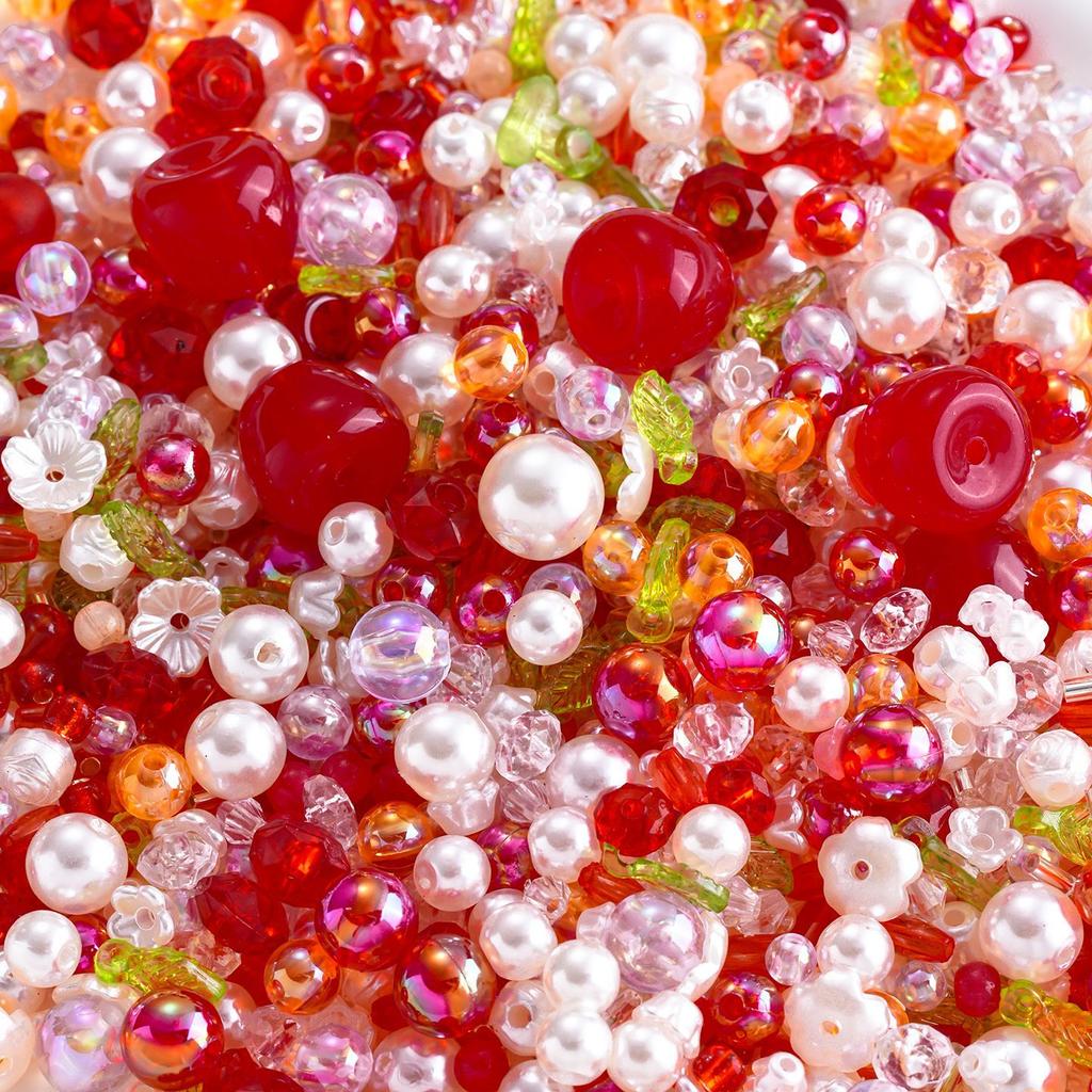 Acrylic Mixed Beads, Transparent Loose Beads DIY Beaded Pendant Jewelry Material