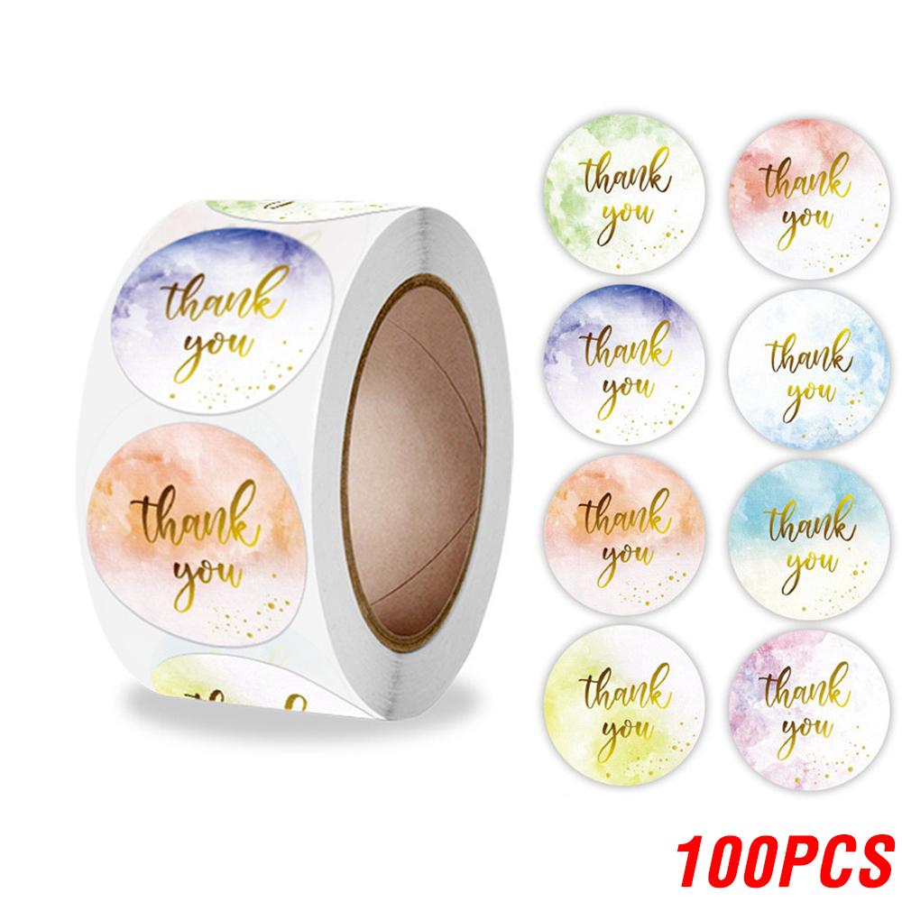 100-500 stk Takkeklistremerker Søte Rosa Gull Etiketter for Småbedrifter eller Bryllupsgave Dekor Klistremerke Kontorrekvisita