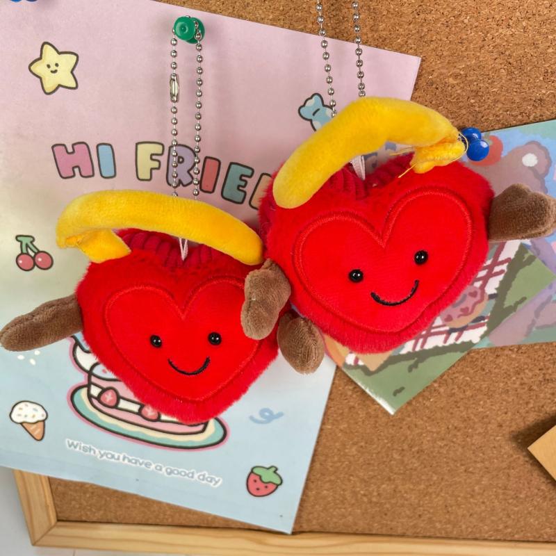 1Pcs Adorable Heart-Shaped Keychain Creative Plush Toys Cute Concentric Lock Dolls Birthday Gifts For Close Friend Wedding Gifts