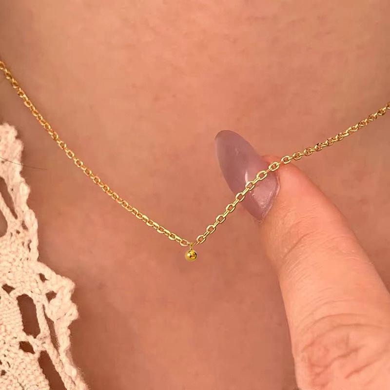 18k Gold Titan Steel Elegant Ball Pendant Necklace