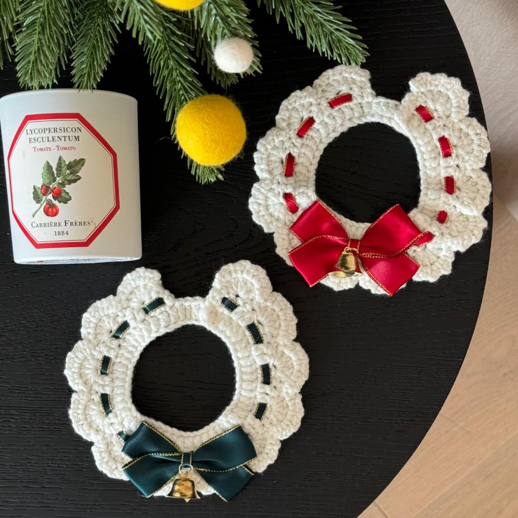 Pet Collars Christmas Pet Necklaces Cats Dogs Bells Reindeer Yarn Woven Scarves Dog Accessories for Small Dogs Puppy