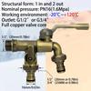 Anti-freezing All-copper Faucet One Inlet and Two Outlets Dual Water Outlets Brass Faucet Adapter 1/2inch Durable Outdoor Faucet