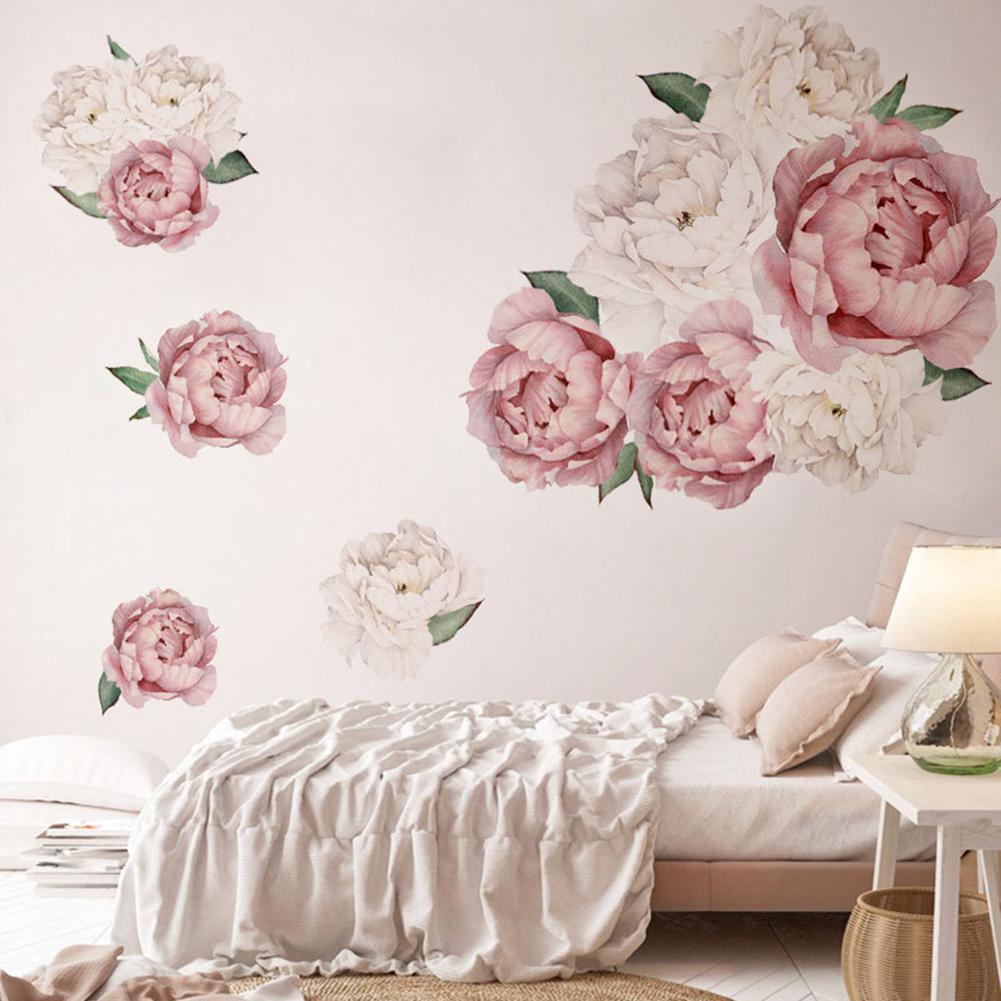 Peony Flower Home Wall Sticker Living Room Background Decal Mural DIY Decoration