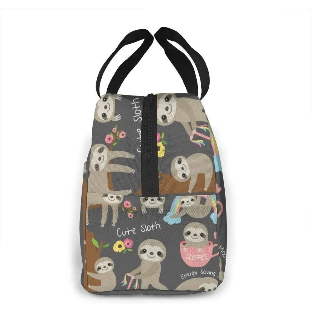 Cute Sloth Insulated Lunch Bag Leakproof Cooler Lunch Box for Women Reusable Thermal Tote Bag for Office Work School Picnic