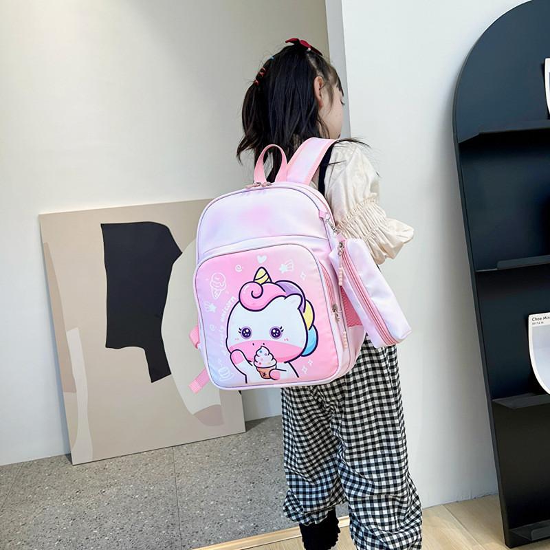 Adorable Children's Backpack For Girls With Cute Cartoon Bear Design Spacious And Lightweight Canvas Book Bag