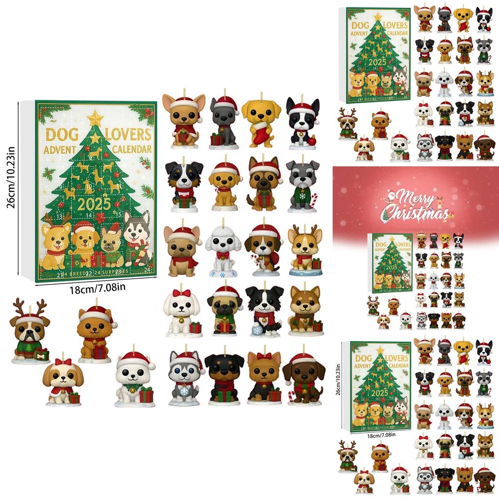Christmas Dog Series Advent Calendar With Acrylic Ornaments For Gift Giving And Home Decor
