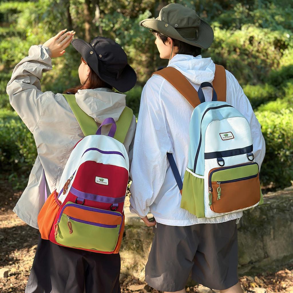 Schoolbag1011 new contrasting color splicing backpack junior high school college student schoolbag casual versatile travel bag men's and women's